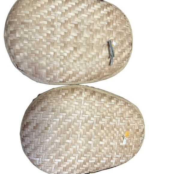 Pair Of Vintage Seashell Floral Wall Hanging Basket Folk Art Tramp Art - Picture 6 of 7